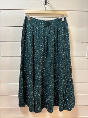 Green Polka Dot Pleated Midi Skirt Size XL